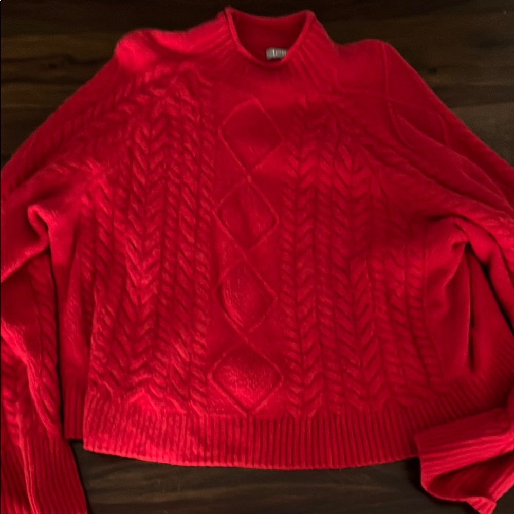 J. Crew Red Cable Knit Sweater